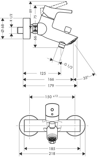 Hansgrohe Talis S baterie cadă-duș perete crom 72400000