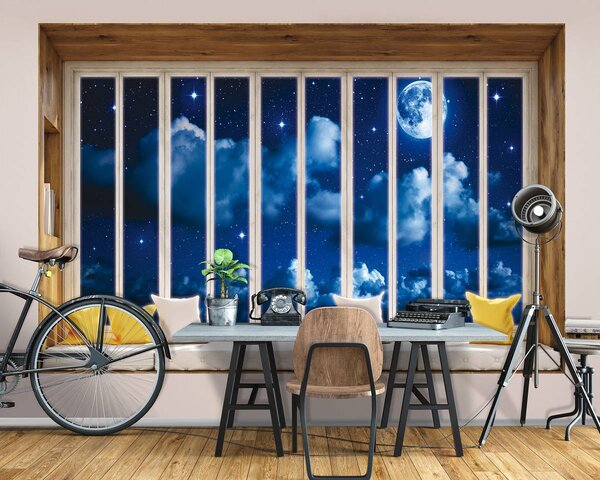 Fototapet - Cerul nocturn în geam (152,5x104 cm)