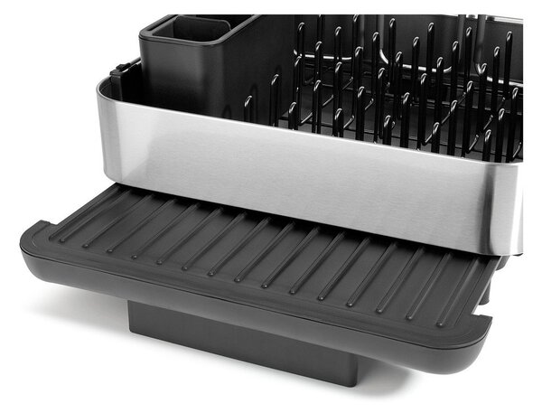 Scurgător de vase negru ajustabil din plastic 35,5x38 cm Extend Steel Plus – Joseph Joseph