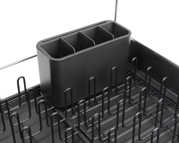 Scurgător de vase negru ajustabil din plastic 35,5x38 cm Extend Steel Plus – Joseph Joseph