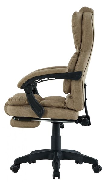 Scaun directorial, suport picioare, Material textil, Crem