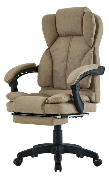 Scaun directorial, suport picioare, Material textil, Crem