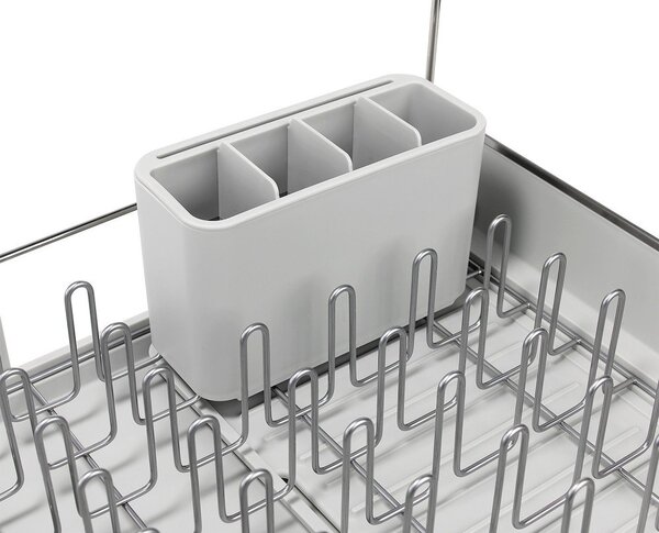 Scurgător de vase argintiu ajustabil din plastic 35,5x38 cm Extend Steel Plus – Joseph Joseph