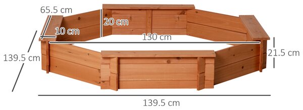 Outsunny Ladă de Nisip din Lem cu Scaune și Copertină, Joc de Grădină pentru Copii 3-8 Ani, 139.5x139.5x21.5 cm, Roșu | Aosom Romania