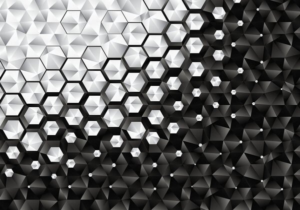 Fototapet - 3D hexagon (254x184 cm)