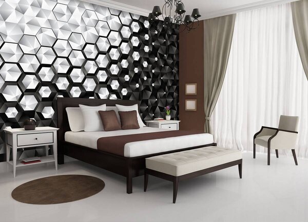 Fototapet - 3D hexagon (254x184 cm)