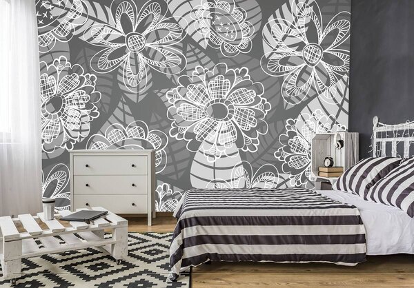 Fototapet - Flori - gri (152,5x104 cm)