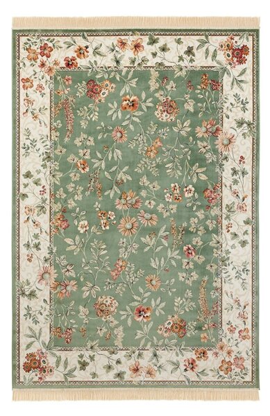 Covor verde/crem din viscoză 135x195 cm Oriental – Nouristan