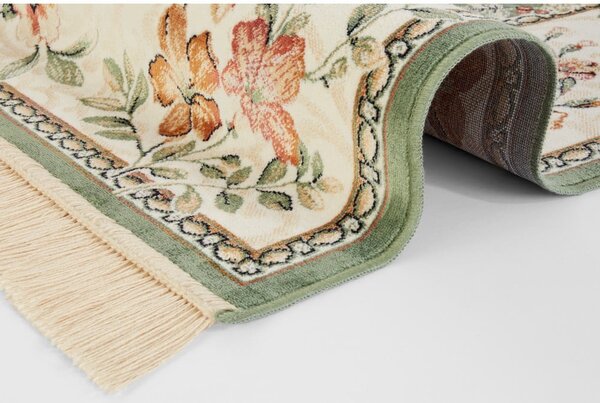 Covor verde/crem din viscoză 135x195 cm Oriental – Nouristan