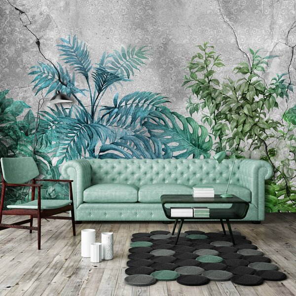 Fototapet - Plante pe beton (152,5x104 cm)
