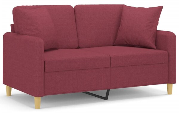Canapea cu 2 locuri cu pernuțe, roșu vin, 120 cm, textil