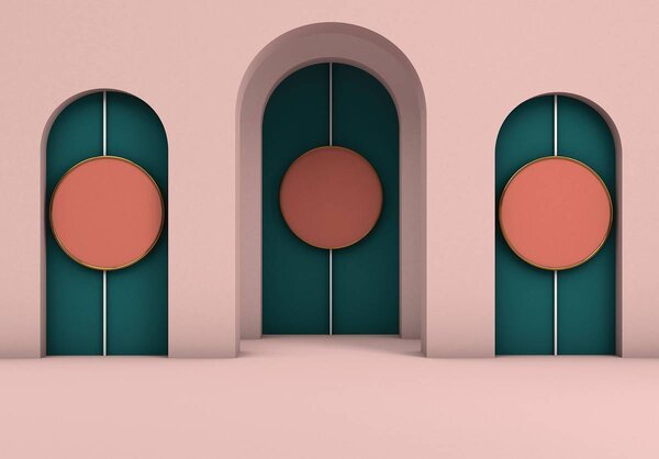 Fototapet - Minimalism. Arcade geometrice în pastel (254x184 cm)