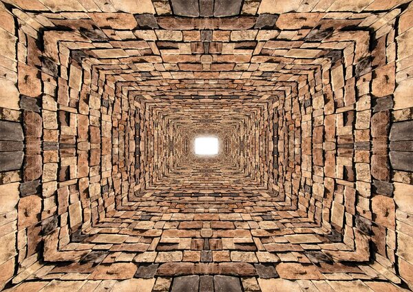 Fototapet - 3D - Tunel din pietre (152,5x104 cm)