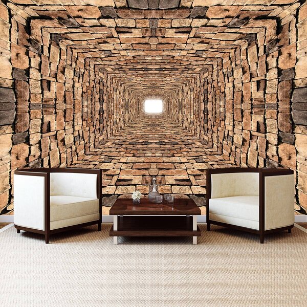 Fototapet - 3D - Tunel din pietre (152,5x104 cm)