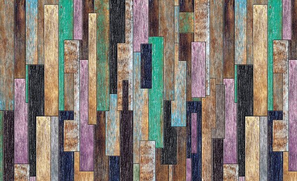 Fototapet - Scănduri din lemn colorate (152,5x104 cm)