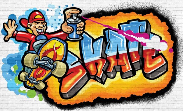 Fototapet - Graffiti colorat - skateboard (152,5x104 cm)