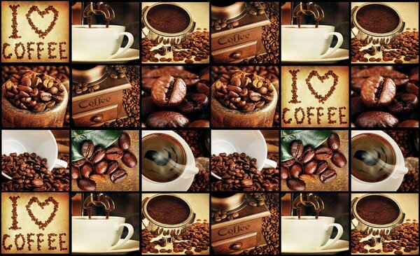 Fototapet - I Love Coffee - colaj (152,5x104 cm)