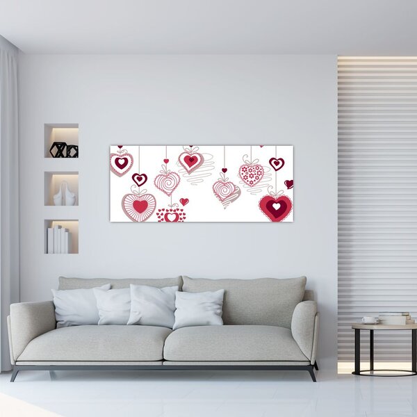 Tablou cu inimiore pictate (120x50 cm)