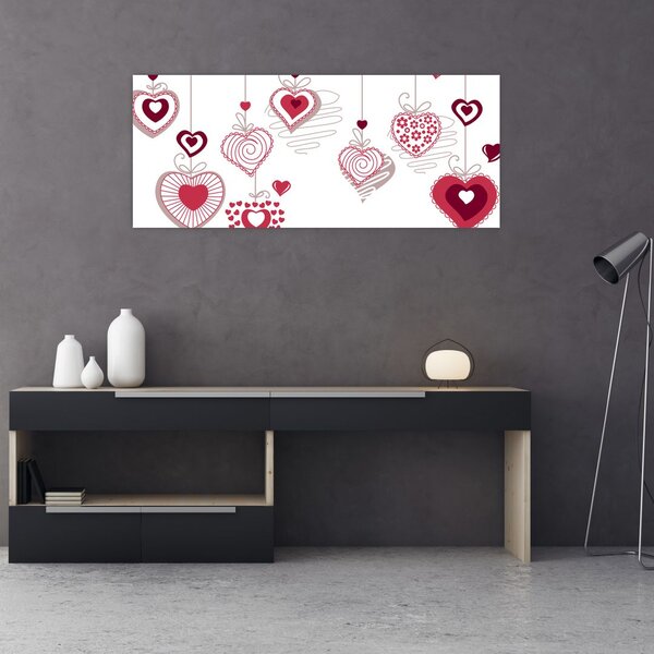 Tablou cu inimiore pictate (120x50 cm)