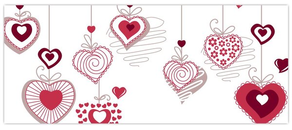 Tablou cu inimiore pictate (120x50 cm)