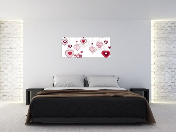 Tablou cu inimiore pictate (120x50 cm)