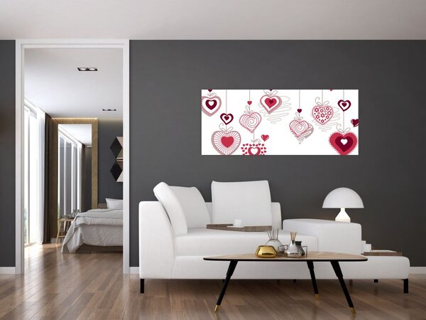 Tablou cu inimiore pictate (120x50 cm)
