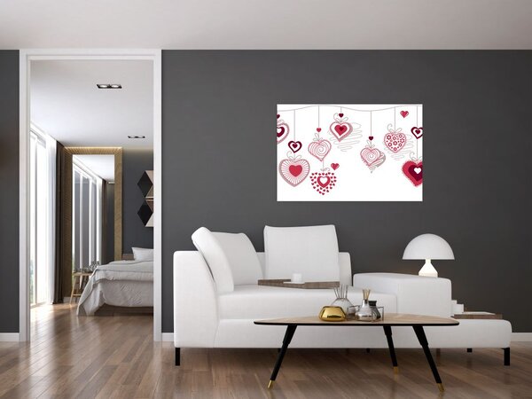 Tablou cu inimiore pictate (90x60 cm)