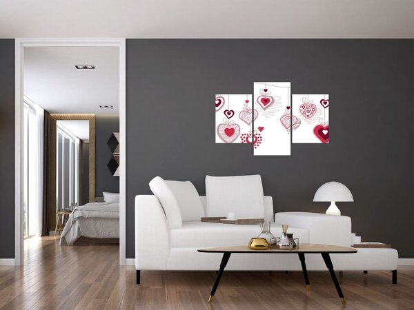 Tablou cu inimiore pictate (90x60 cm)
