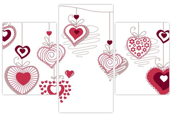 Tablou cu inimiore pictate (90x60 cm)