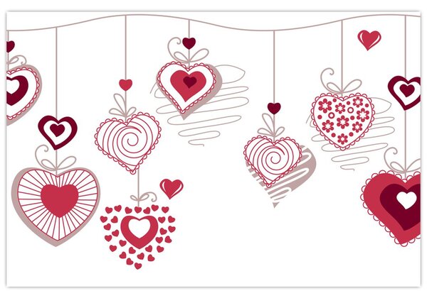 Tablou cu inimiore pictate (90x60 cm)