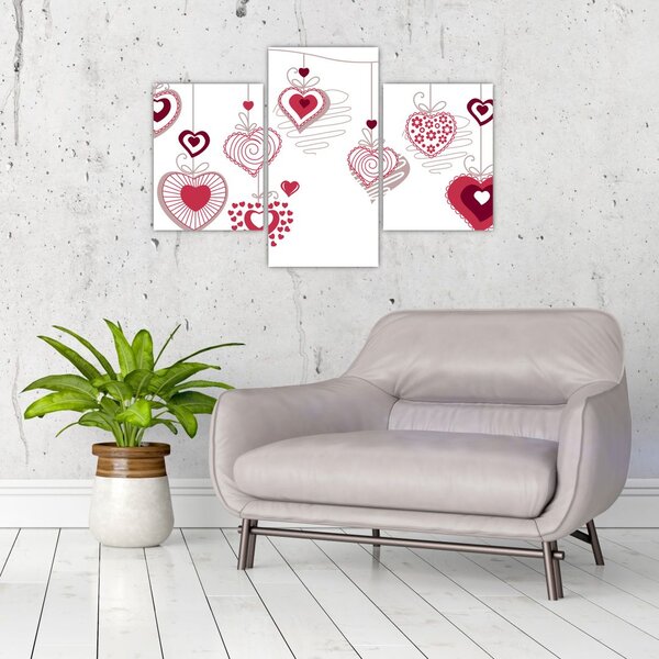 Tablou cu inimiore pictate (90x60 cm)