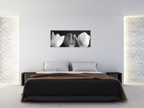 Tablou - Lalele alb negre (120x50 cm)