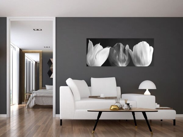 Tablou - Lalele alb negre (120x50 cm)