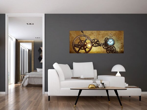 Tablou cu aparatele istorice ale ceasurilor (120x50 cm)