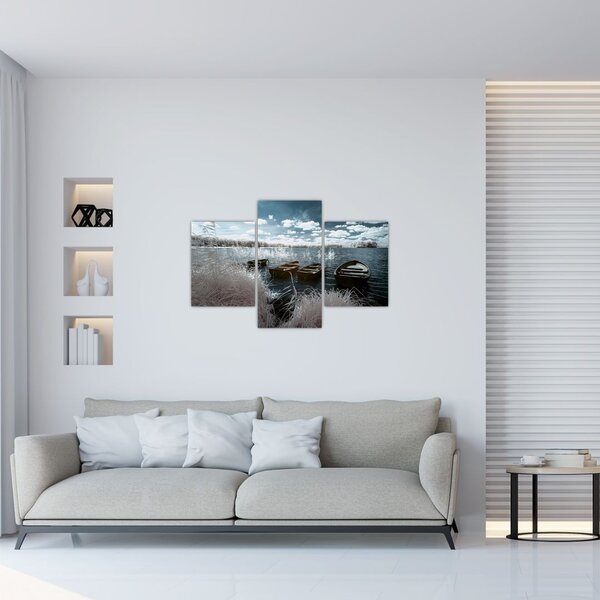Tablou - Bărci de lemn pe lac (90x60 cm)