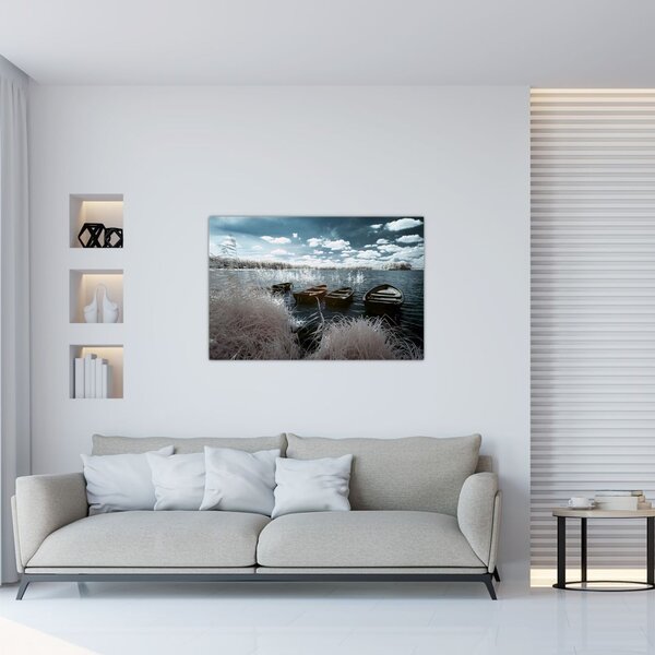 Tablou - Bărci de lemn pe lac (90x60 cm)