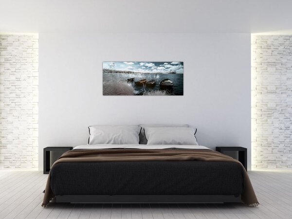 Tablou - Bărci de lemn pe lac (120x50 cm)