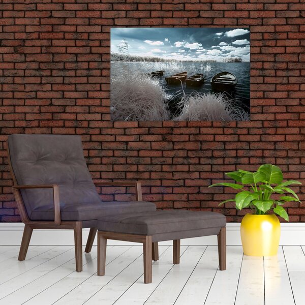 Tablou - Bărci de lemn pe lac (90x60 cm)
