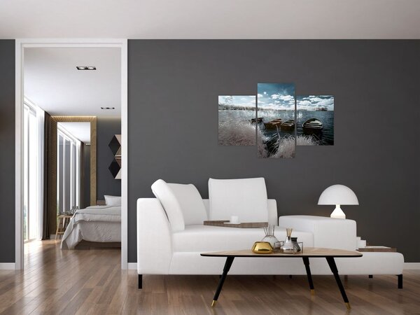 Tablou - Bărci de lemn pe lac (90x60 cm)