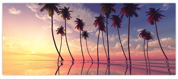 Tablou cu palmieri deasupra mării (120x50 cm)