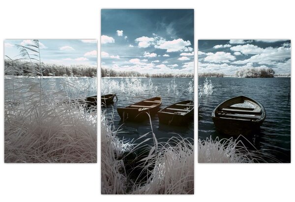 Tablou - Bărci de lemn pe lac (90x60 cm)