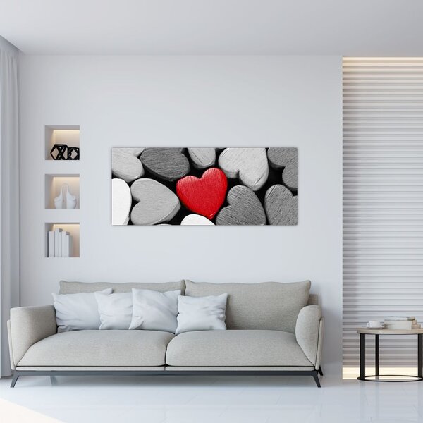 Tablou cu inimioare din lemn (120x50 cm)