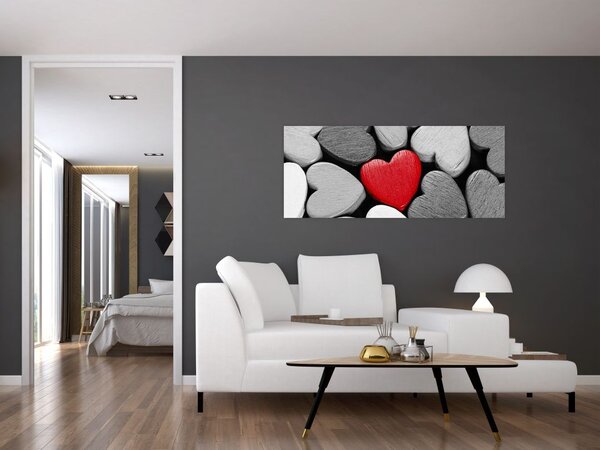 Tablou cu inimioare din lemn (120x50 cm)
