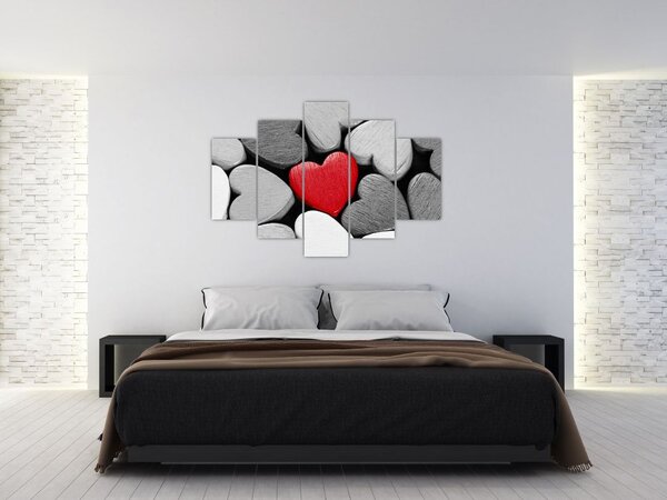 Tablou cu inimioare din lemn (150x105 cm)