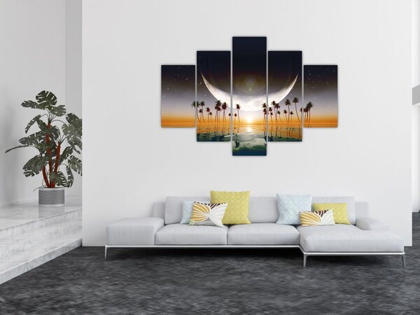 Tablou- Luna deasupra palmierilor (150x105 cm)