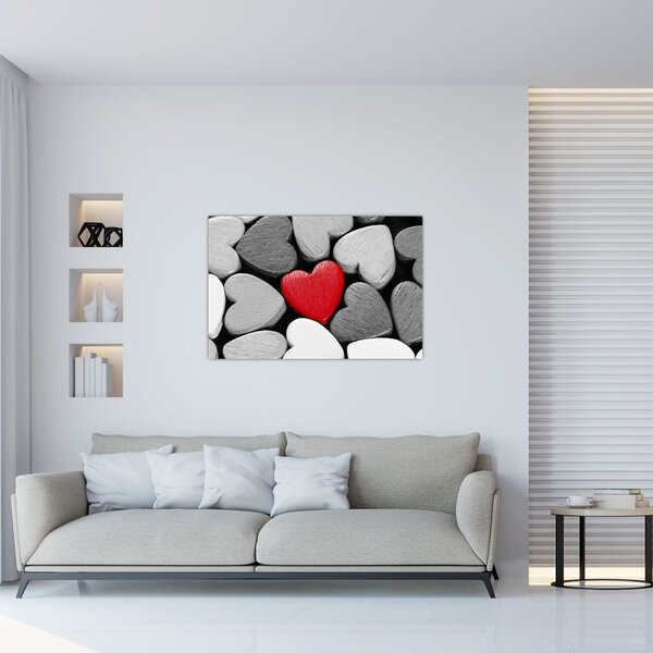 Tablou cu inimioare din lemn (90x60 cm)