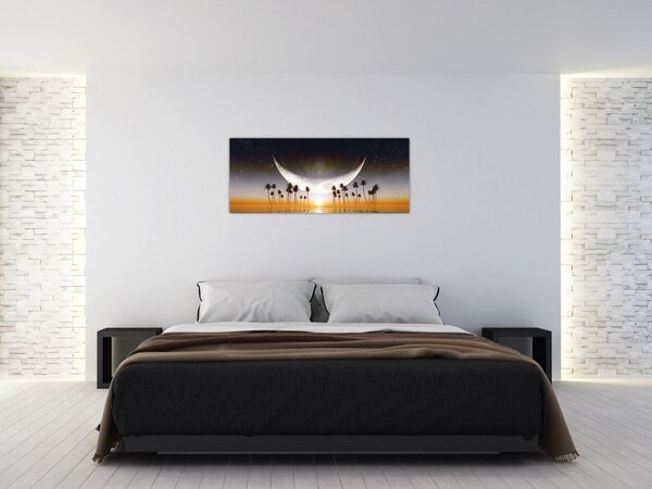 Tablou- Luna deasupra palmierilor (120x50 cm)