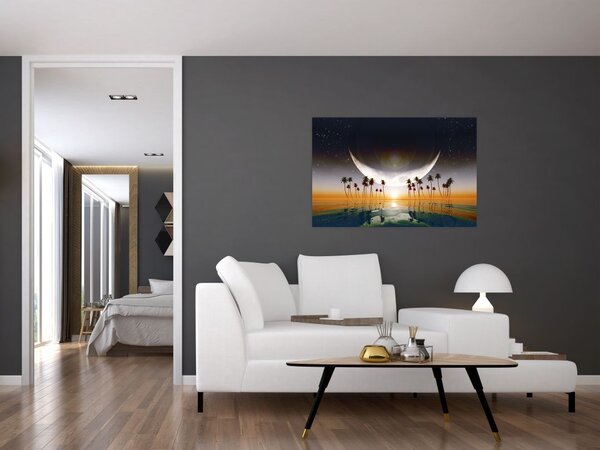 Tablou- Luna deasupra palmierilor (90x60 cm)