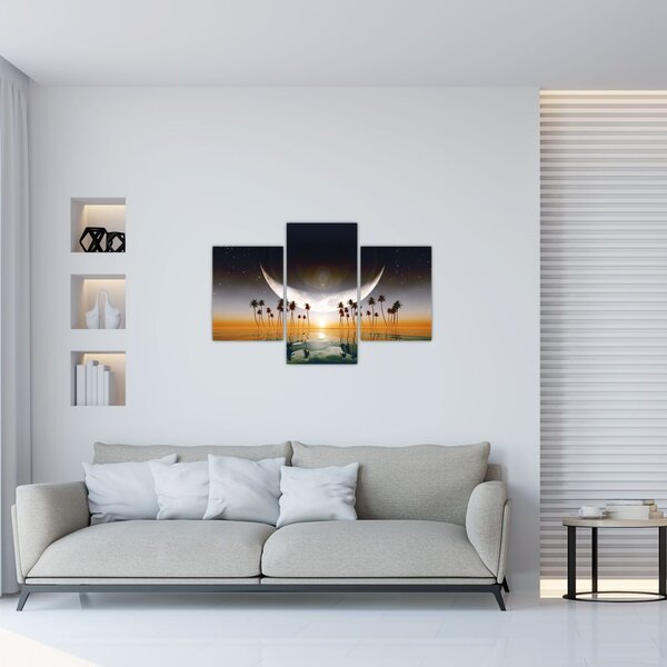 Tablou- Luna deasupra palmierilor (90x60 cm)