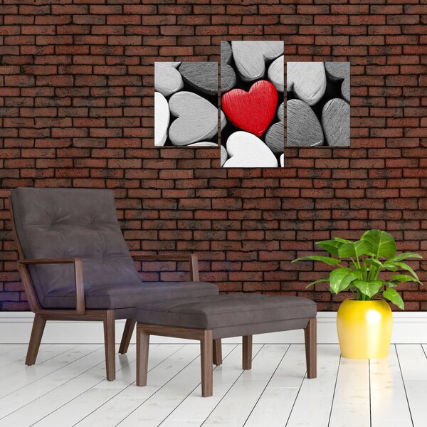 Tablou cu inimioare din lemn (90x60 cm)